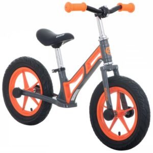 Bicicleta fara pedale LEO pentru copii 12", cadru otel, roti gonflabile cu camera, reglabila 52–60 cm, gri