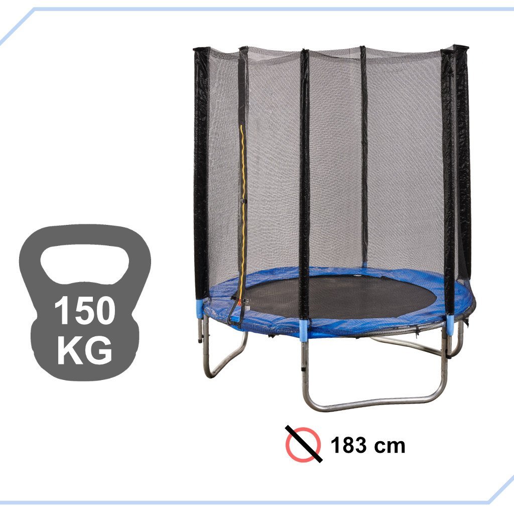 trambulina cu plasa de protectie exterioara, 183 cm, 150 kg, albastru 4 Trambulina cu plasa de protectie exterioara, 183 cm, 150 kg, albastru - imagine 4