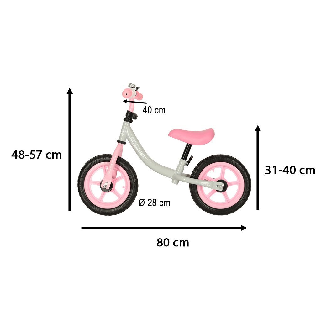 Bicicleta fara pedale pentru copii 80x40x57 cm, reglabila, roti din spuma, 1.8 kg, gri roz 2 Bicicleta fara pedale pentru copii 80x40x57 cm, reglabila, roti din spuma, 1.8 kg, gri roz - imagine 2