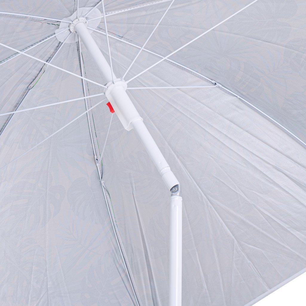umbrela de plaja pliabila, cu inclinare si inaltime reglabila, diametru 150 cm, verde cu imprimeu frunze verzi 4 Umbrela de plaja pliabila, cu inclinare si inaltime reglabila, diametru 150 cm, verde cu imprimeu frunze verzi - imagine 4