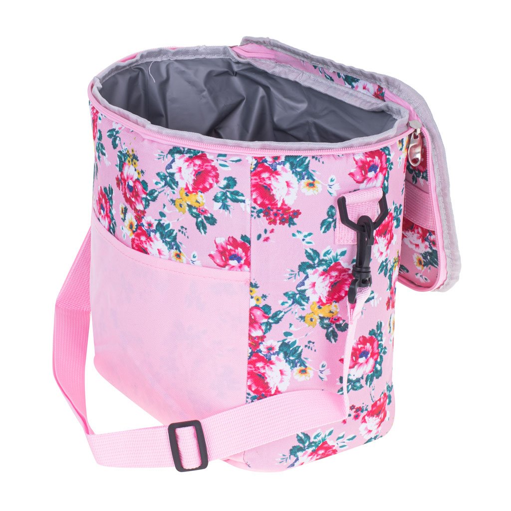 geanta termoizolanta pentru picnic sau plaja, capacitate 11l, culoare roz cu flori 1 Geanta termoizolanta pentru picnic sau plaja, capacitate 11l, culoare Roz cu flori