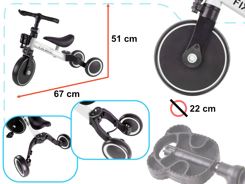 tricicleta trike fix mini, 3in1 adaptabila, culoare alba 4 Tricicleta TRIKE FIX MINI, 3in1 adaptabila, culoare Alba - imagine 4