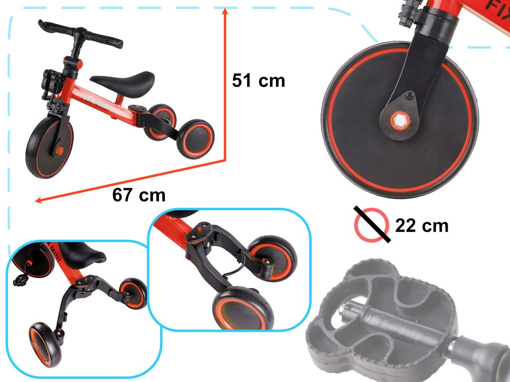 tricicleta trike fix mini, 3in1 adaptabila, culoare rosie 5 Tricicleta TRIKE FIX MINI, 3in1 adaptabila, culoare Rosie - imagine 5