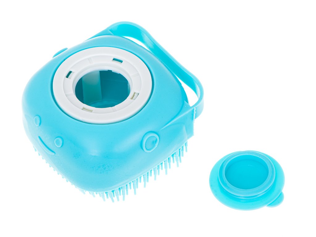 perie din silicon cu dozator de sampon pentru spalare caini sau pisici, 7,5 x 7,5 cm, culoare albastra 4 Perie din silicon cu dozator de sampon pentru spalare caini sau pisici, 7,5 x 7,5 cm, culoare albastra - imagine 4