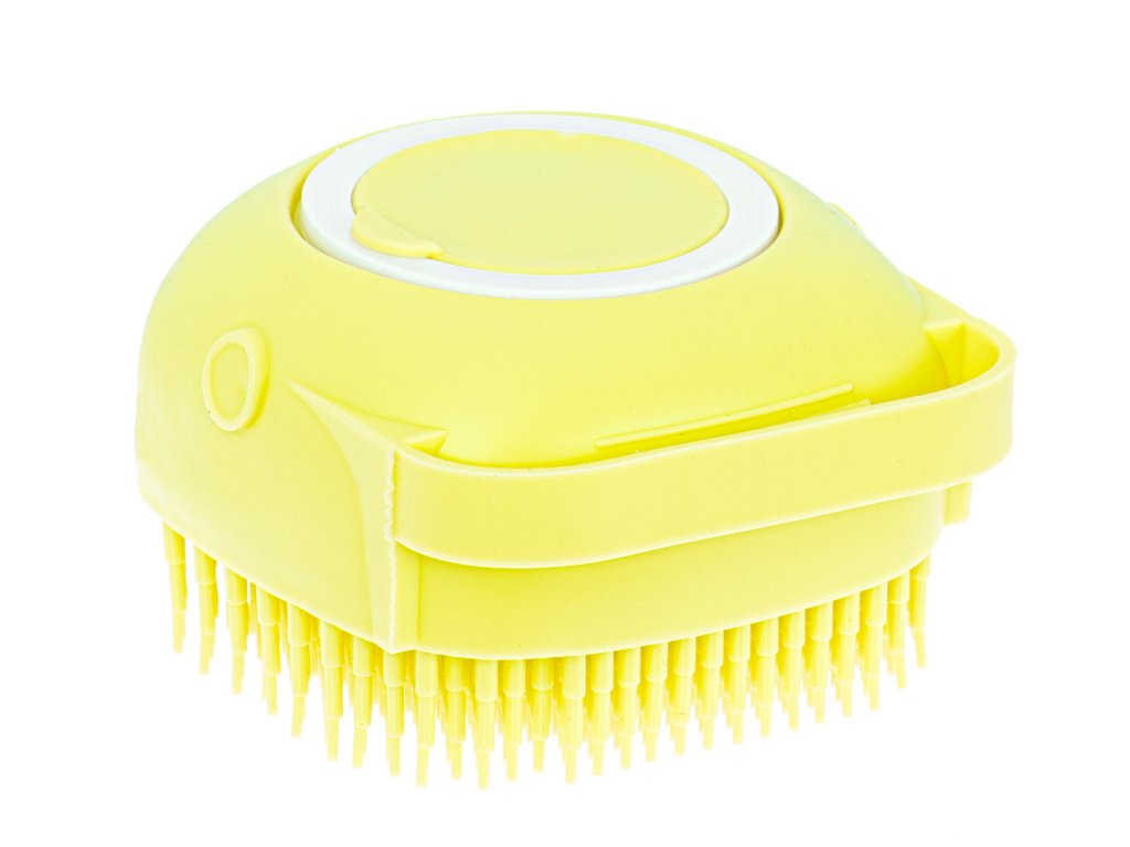 perie din silicon cu dozator de sampon pentru spalare caini sau pisici, 7,5 x 7,5 cm, culoare galben 4 Perie din silicon cu dozator de sampon pentru spalare caini sau pisici, 7,5 x 7,5 cm, culoare galben - imagine 4