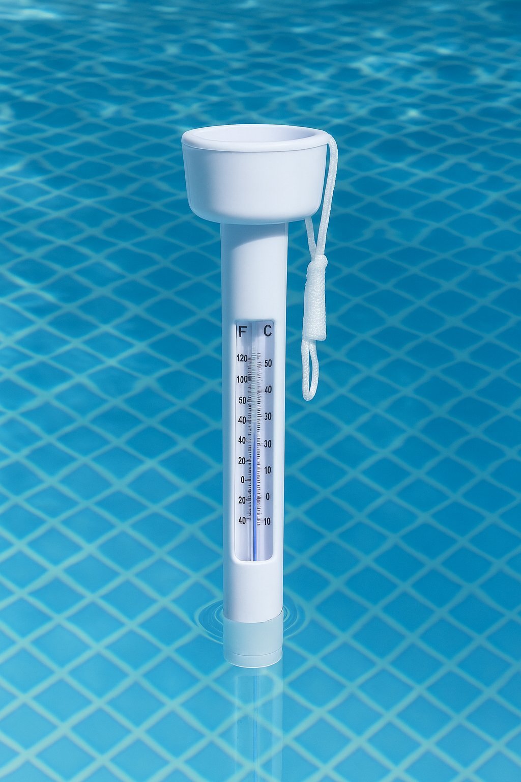 termometru plutitor pentru piscina, cu snur de prindere si scala dubla, 18,5 cm, alb 2 Termometru plutitor pentru piscina, cu snur de prindere si scala dubla, 18,5 cm, alb - imagine 2