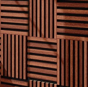 Modul riflaj MDF decorativ LDA PREMIUM de tip panou acustic, Stejar Maro, 30×30 cm