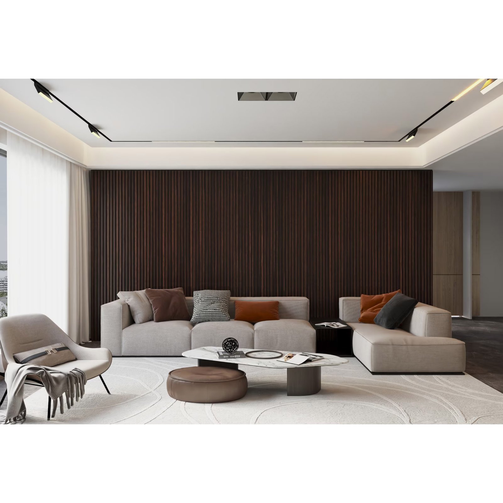 Riflaj MDF decorativ LDA PREMIUM de tip Panou Acustic, Stejar Maro inchis, 260x40 cm 3 Riflaj MDF decorativ LDA PREMIUM de tip Panou Acustic, Stejar Maro inchis, 260x40 cm - imagine 3