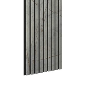 Riflaj MDF decorativ LDA PREMIUM de tip Panou Acustic, Marmura cu insertii aurii, 260×40 cm