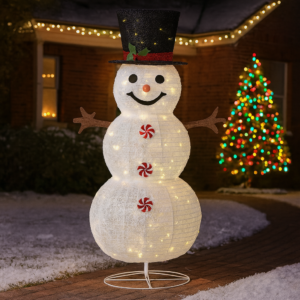 Om de zapada de exterior, pe structura metalica, 150cm, 3D, lumina calda cu 120 LED