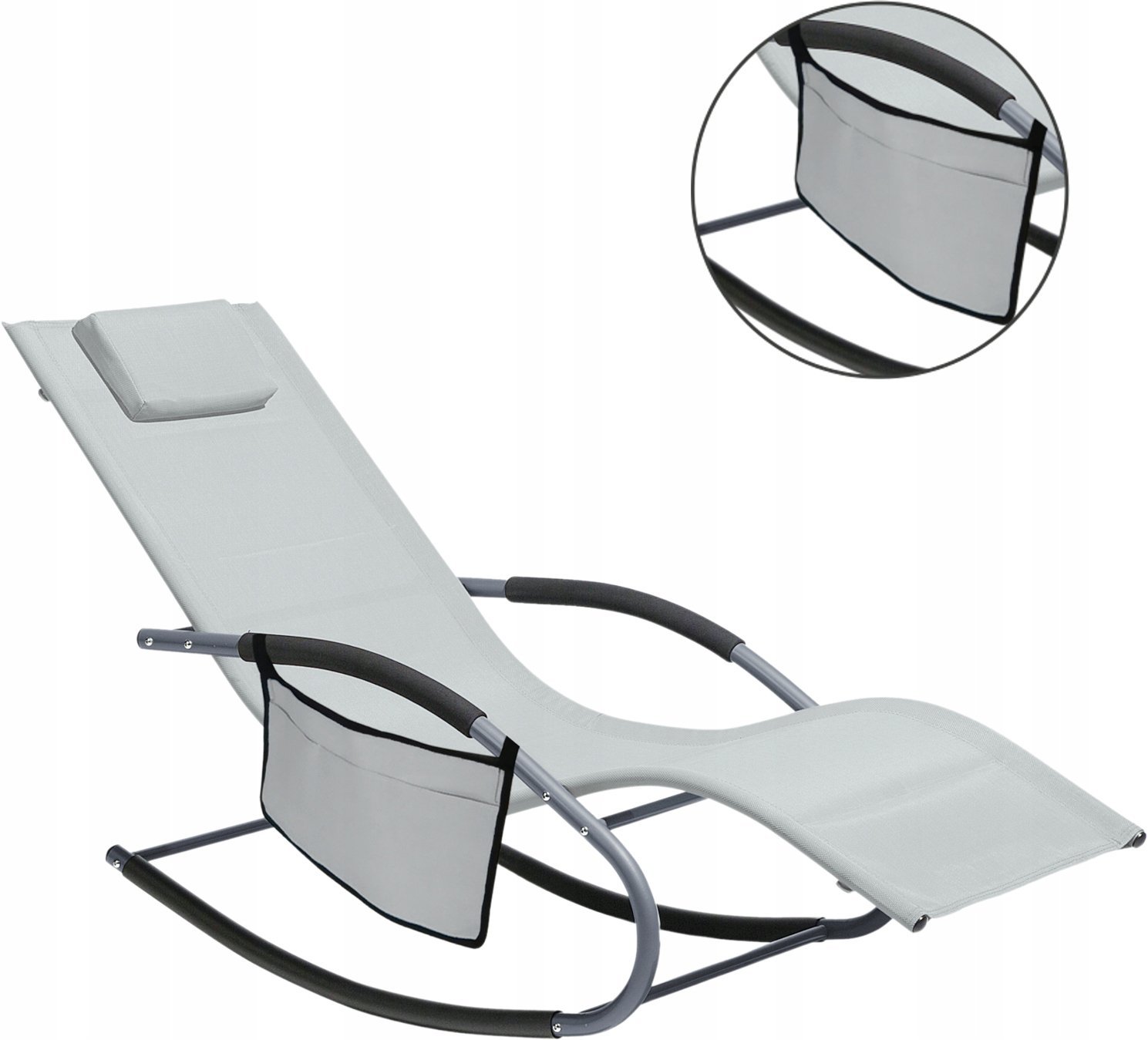 leagan tip sezlong pentru gradina 148x63x87 cm, structura otel, textilen, design ergonomic, gri deschis 3 Leagan tip sezlong pentru gradina 148x63x87 cm, structura otel, textilen, design ergonomic, gri deschis - imagine 3