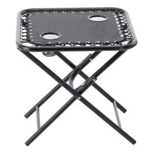 Masa turistica pliabila pentru camping, cu suport pahare, 50x50x50 cm, negru