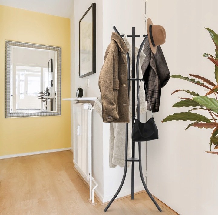 cuier hol metalic 170 cm, design minimalist, negru 4 Cuier hol metalic 170 cm, design minimalist, negru - imagine 4