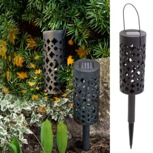 Set 4 lampi solare de gradina cu picior si agatatoare tip „Felinar” cu LED