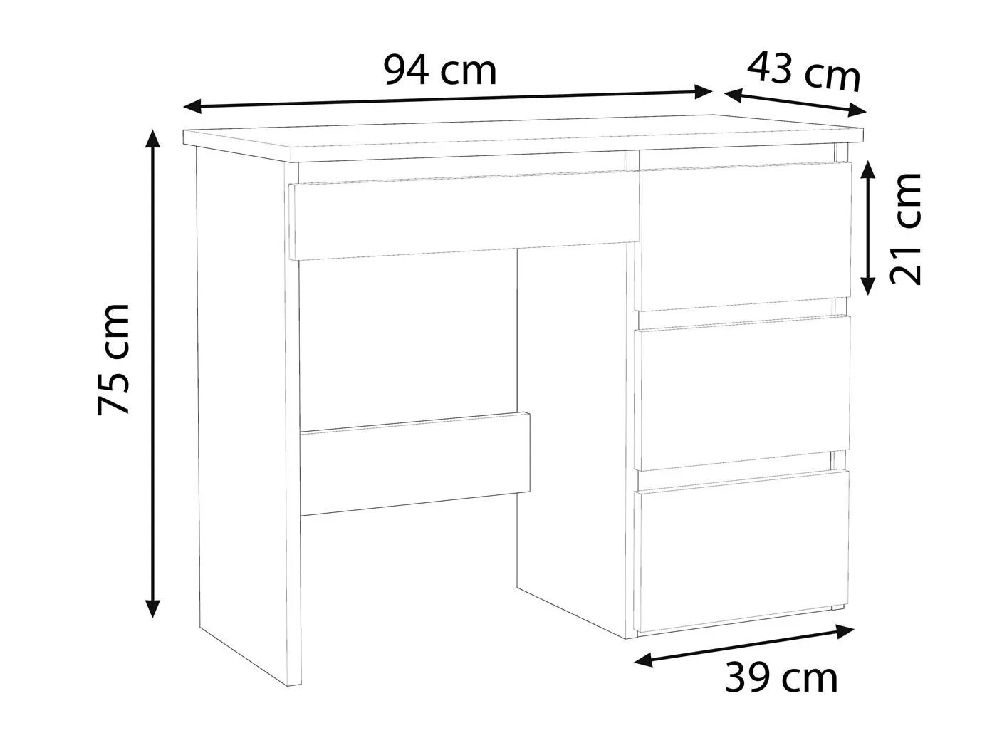 birou calculator beta 3 cu 4 sertare, 94x43x75 cm, finisaj sonoma 4 Birou calculator Beta 3 cu 4 sertare, 94x43x75 cm, finisaj sonoma - imagine 4