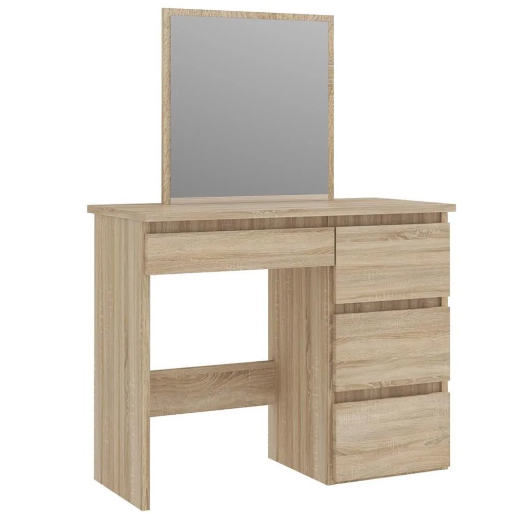 masa de toaleta si machiaj beta cu oglinda si 4 sertare, 94x43x130 cm, finisaj sonoma 2 Masa de toaleta si machiaj Beta cu oglinda si 4 sertare, 94x43x130 cm, finisaj sonoma - imagine 2