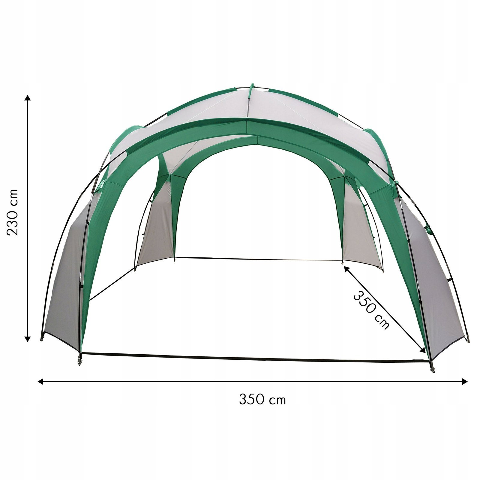 pavilion gradina 350x350x230 cm, structura fibra de sticla, acoperis poliester impermeabil, verde cu alb 3 Pavilion gradina 350x350x230 cm, structura fibra de sticla, acoperis poliester impermeabil, verde cu alb - imagine 3