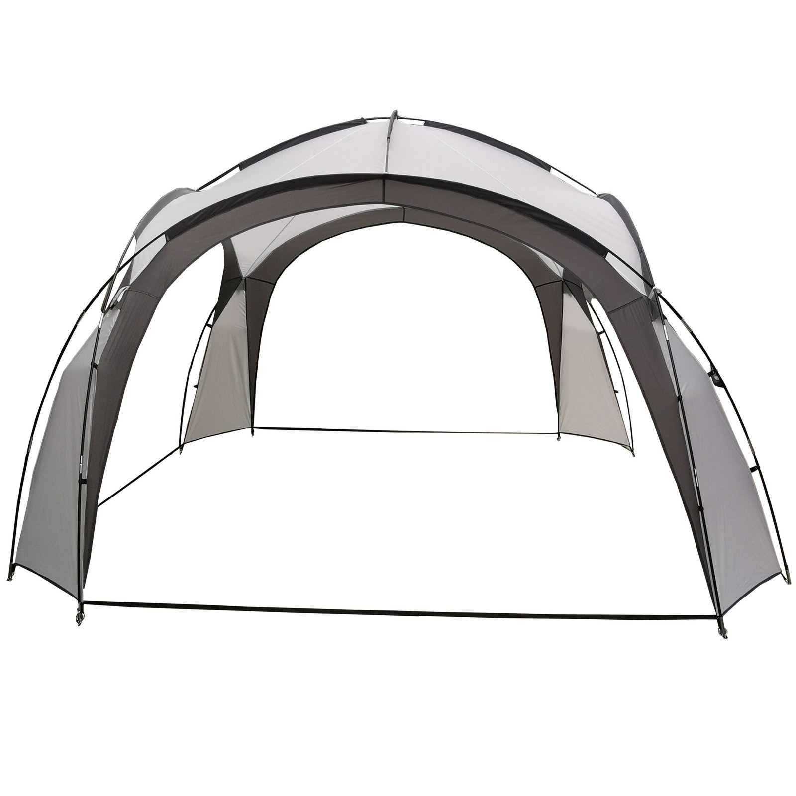 Pavilion gradina 350x350x230 cm, structura fibra de sticla, acoperis poliester impermeabil, gri cu alb
