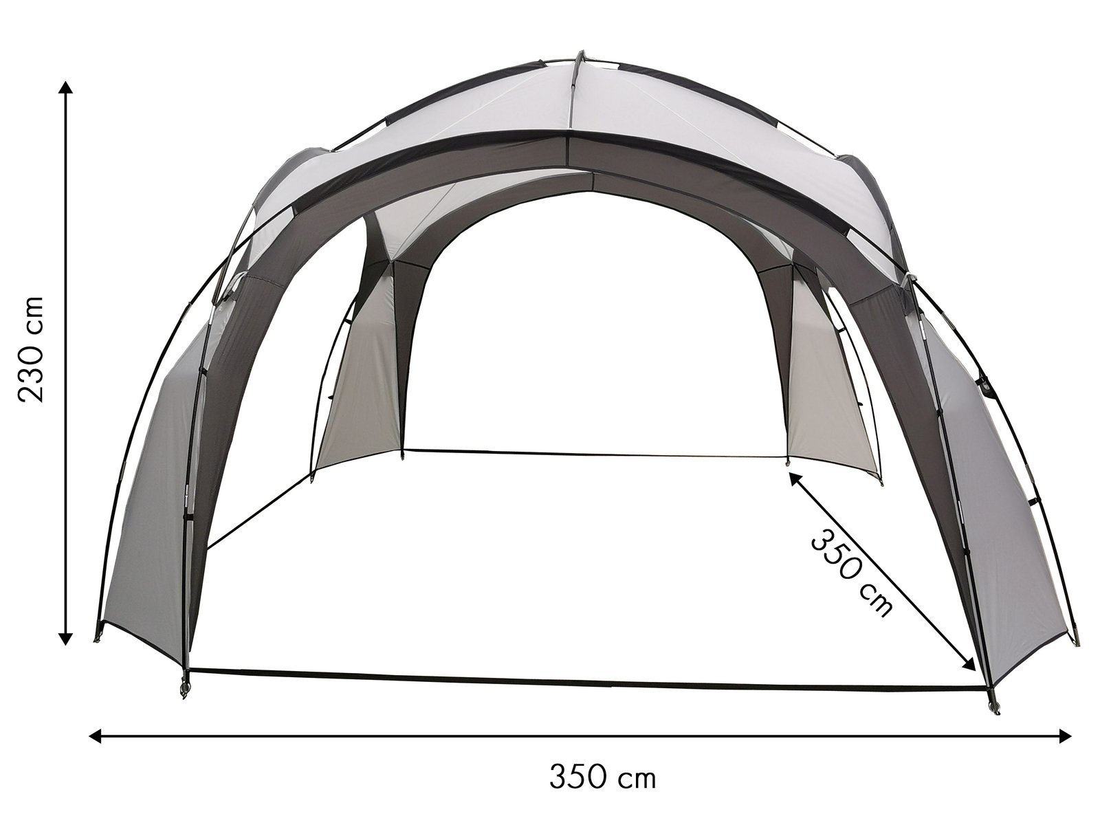 pavilion gradina 350x350x230 cm, structura fibra de sticla, acoperis poliester impermeabil, gri cu alb 2 Pavilion gradina 350x350x230 cm, structura fibra de sticla, acoperis poliester impermeabil, gri cu alb - imagine 2