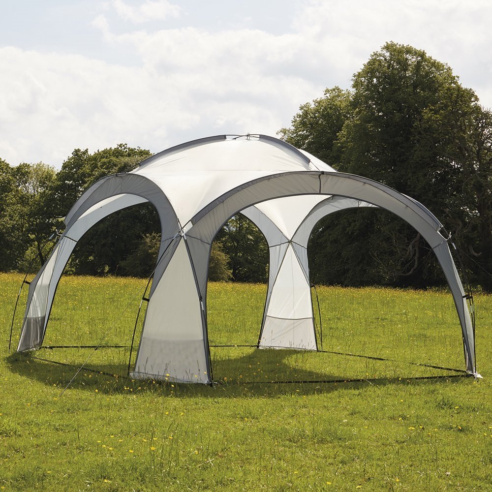 pavilion gradina 350x350x230 cm, structura fibra de sticla, acoperis poliester impermeabil, gri cu alb 4 Pavilion gradina 350x350x230 cm, structura fibra de sticla, acoperis poliester impermeabil, gri cu alb - imagine 4