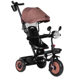 Tricicleta 3 in 1 pentru copii 61x41x25 cm, sezut rotativ, lumina si sunete, cadru otel si roti EVA, negru