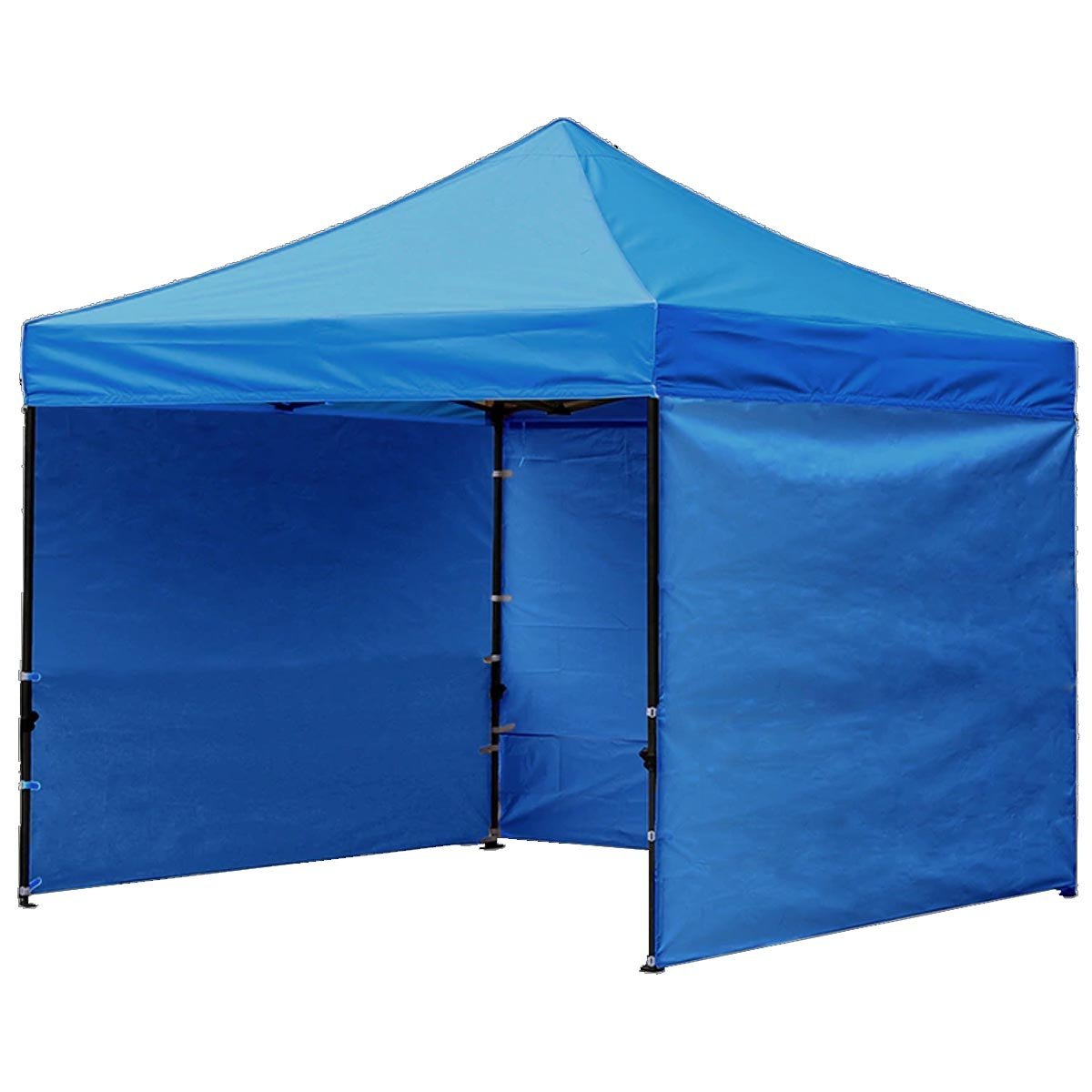 Cort tip pavilion cu 3 pereti laterali, structura solida otel si acoperis impermeabil PVC, 3×3 m cu inaltime reglabila, albastru