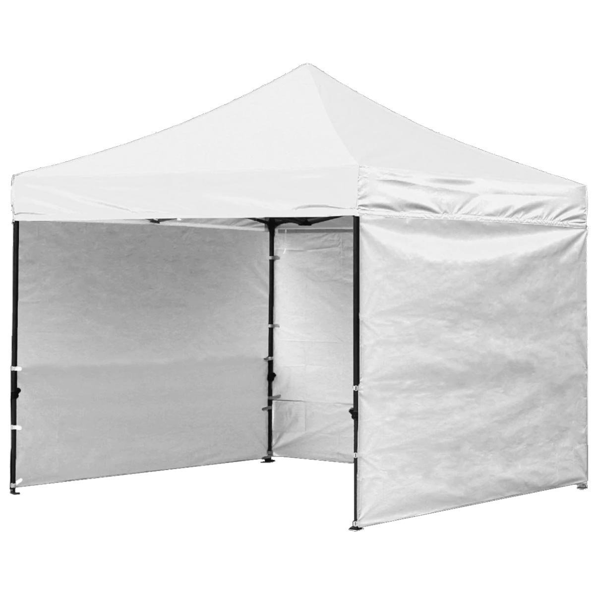 Cort tip pavilion cu 3 pereti laterali, structura solida otel si acoperis impermeabil PVC, 3×3 m cu inaltime reglabila, alb