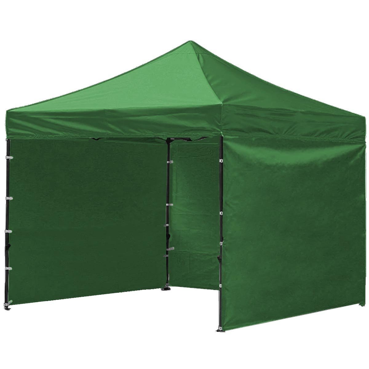 Cort tip pavilion cu 3 pereti laterali, structura solida otel si acoperis impermeabil PVC, 3×3 m cu inaltime reglabila, verde