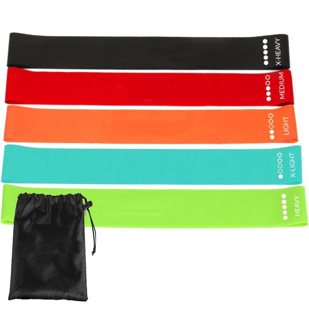 Set 5 benzi elastice latex, Sersimo, multicolor, 5 trepte dificultate