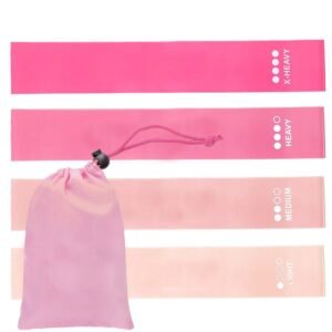 Set 4 benzi elastice latex, Sersimo, roz, 4 trepte dificultate