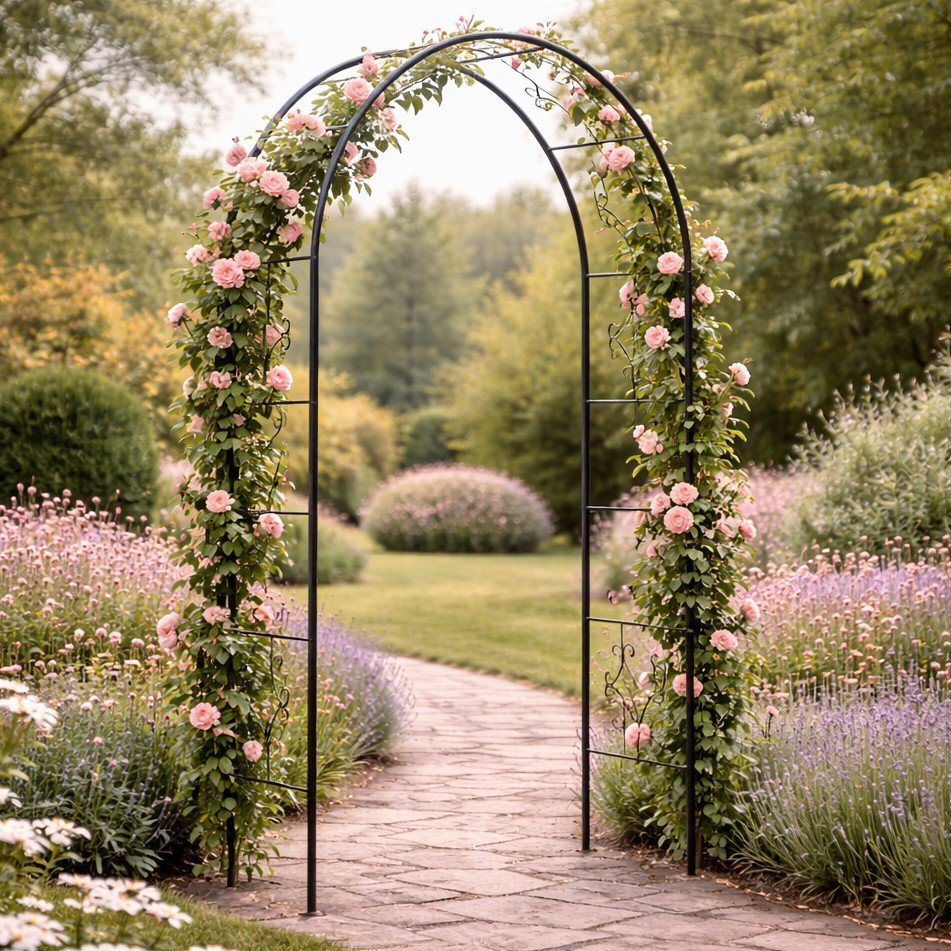 pergola gradina decorativa pentru plante cataratoare cu ancore, structura otel, 140x38x240 cm, verde 1 Pergola gradina decorativa pentru plante cataratoare cu ancore, structura otel, 140x38x240 cm, verde