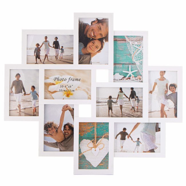 Rama foto de perete, colaj de 10 fotografii, 48x53cm, alb 2 Rama foto de perete, colaj de 10 fotografii, 48x53cm, alb - imagine 2