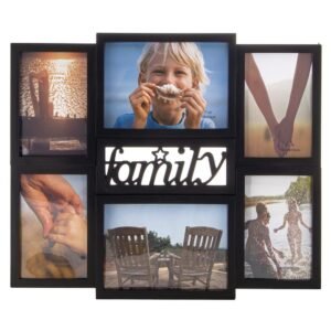 Rama foto de perete, colaj de 6 fotografii, 36x42cm, negru