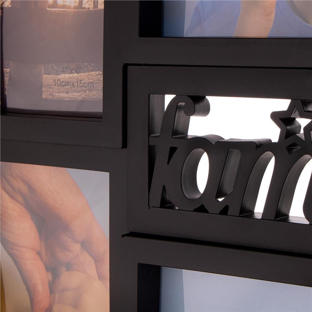 Rama foto de perete, colaj de 6 fotografii, 36x42cm, negru 2 Rama foto de perete, colaj de 6 fotografii, 36x42cm, negru - imagine 2