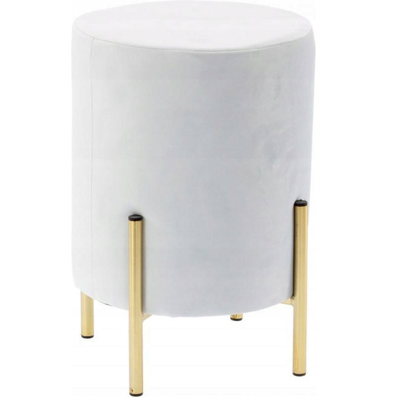 Taburet rotund, tapitat cu stofa, picioare otel, sarcina 100kg, 28x42cm, gri