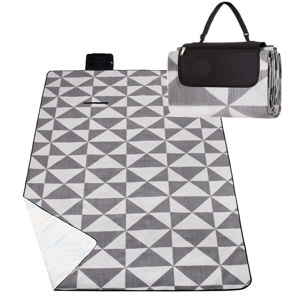 Patura pentru picnic sau plaja, cu folie izolatoare si maner, 180x220cm, gri