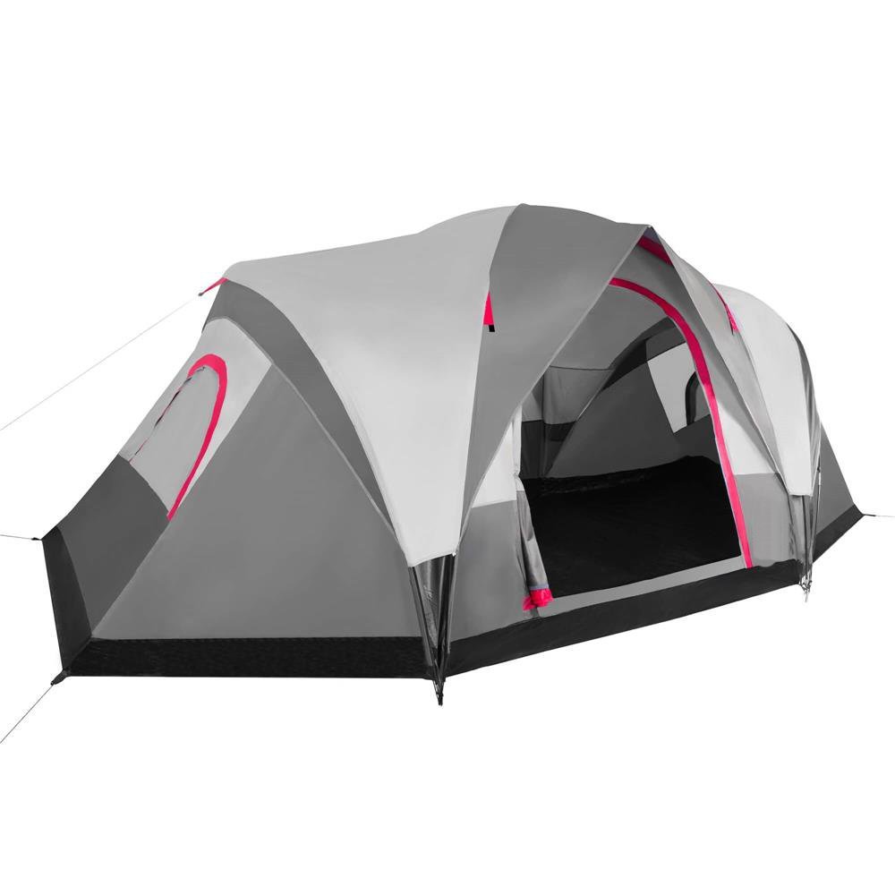 Cort camping, impemeabil, protectie UV, 6 locuri, 215x450x180cm, gri