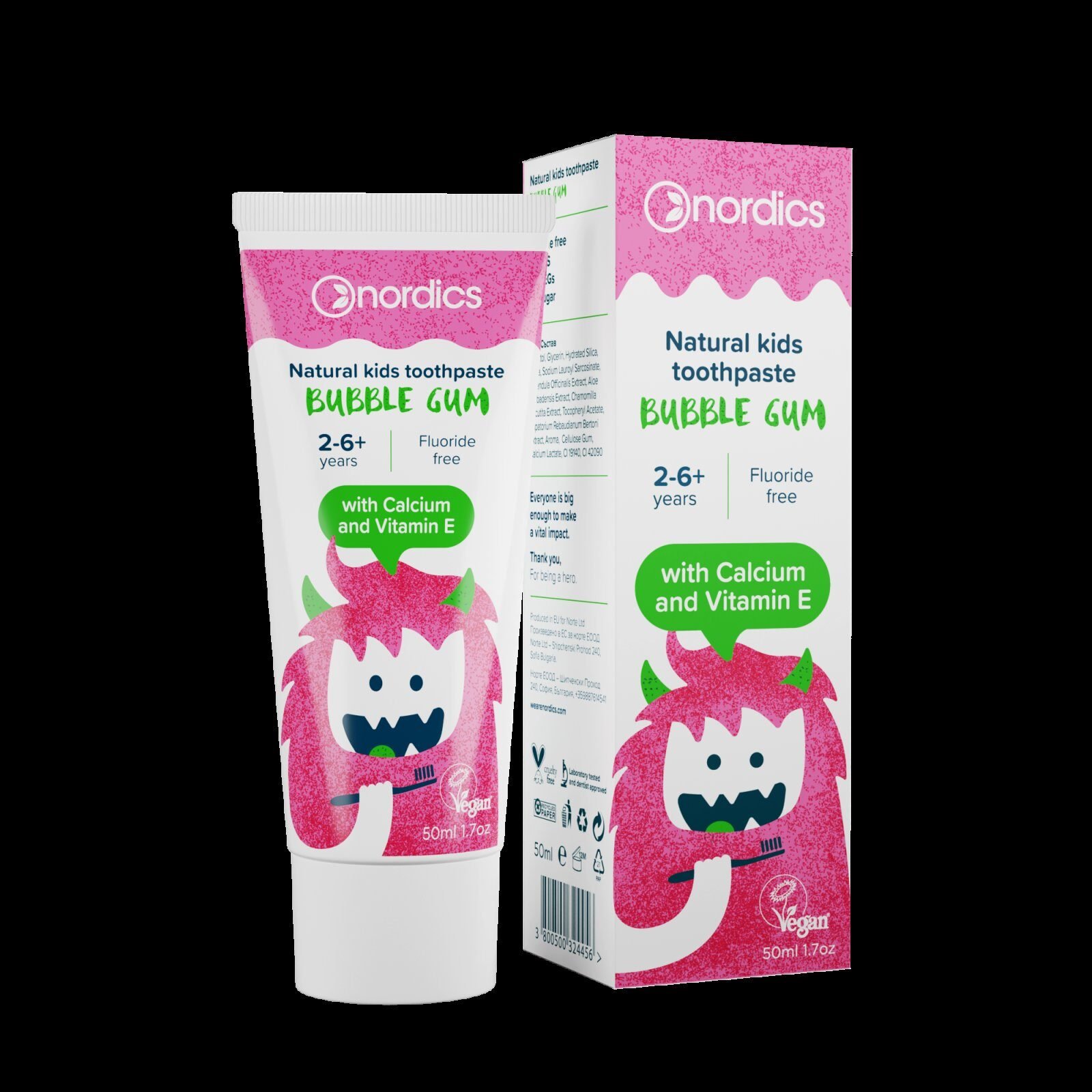 Pasta de dinti naturala pentru copii Bubble Gum 50ml Nordics