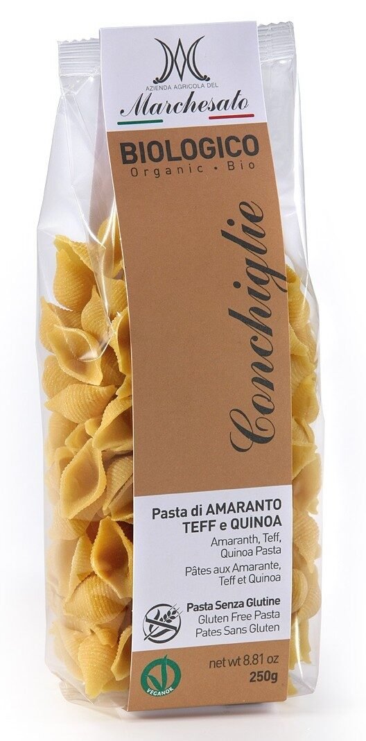 Paste conchiglie din amarant, teff si quinoa bio fara gluten 250g Marchesato