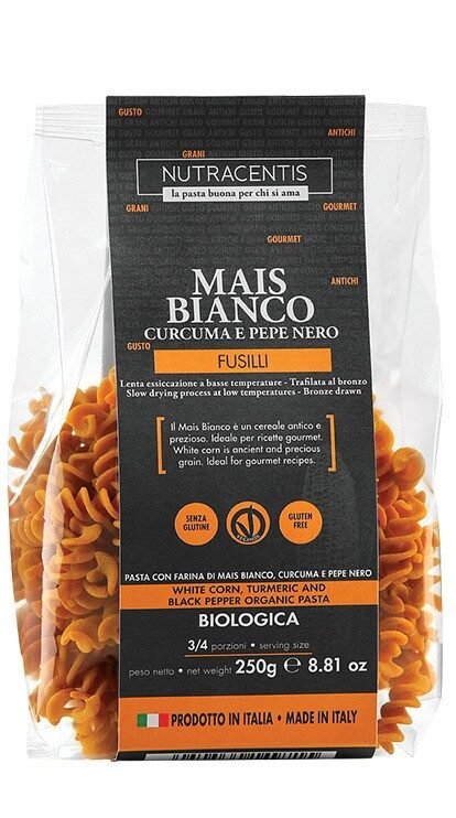 Paste din faina de porumb alb cu turmeric si piper bio fara gluten, 250g Nutracentis