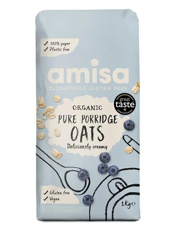 Porridge din ovaz fara gluten, bio, 1kg, Amisa