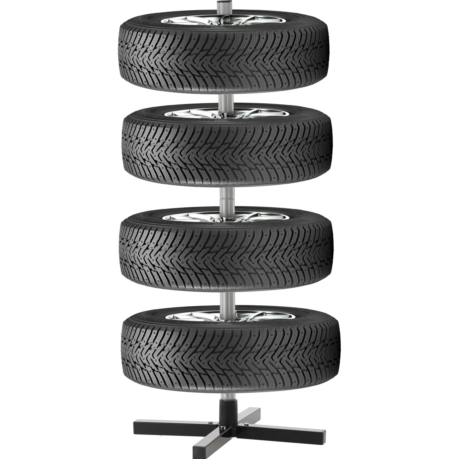 Suport depozitare anvelope 4 roti, cadru metalic, 45x45x105 cm, capacitate 100 kg, negru 1 Suport depozitare anvelope 4 roti, cadru metalic, 45x45x105 cm, capacitate 100 kg, negru