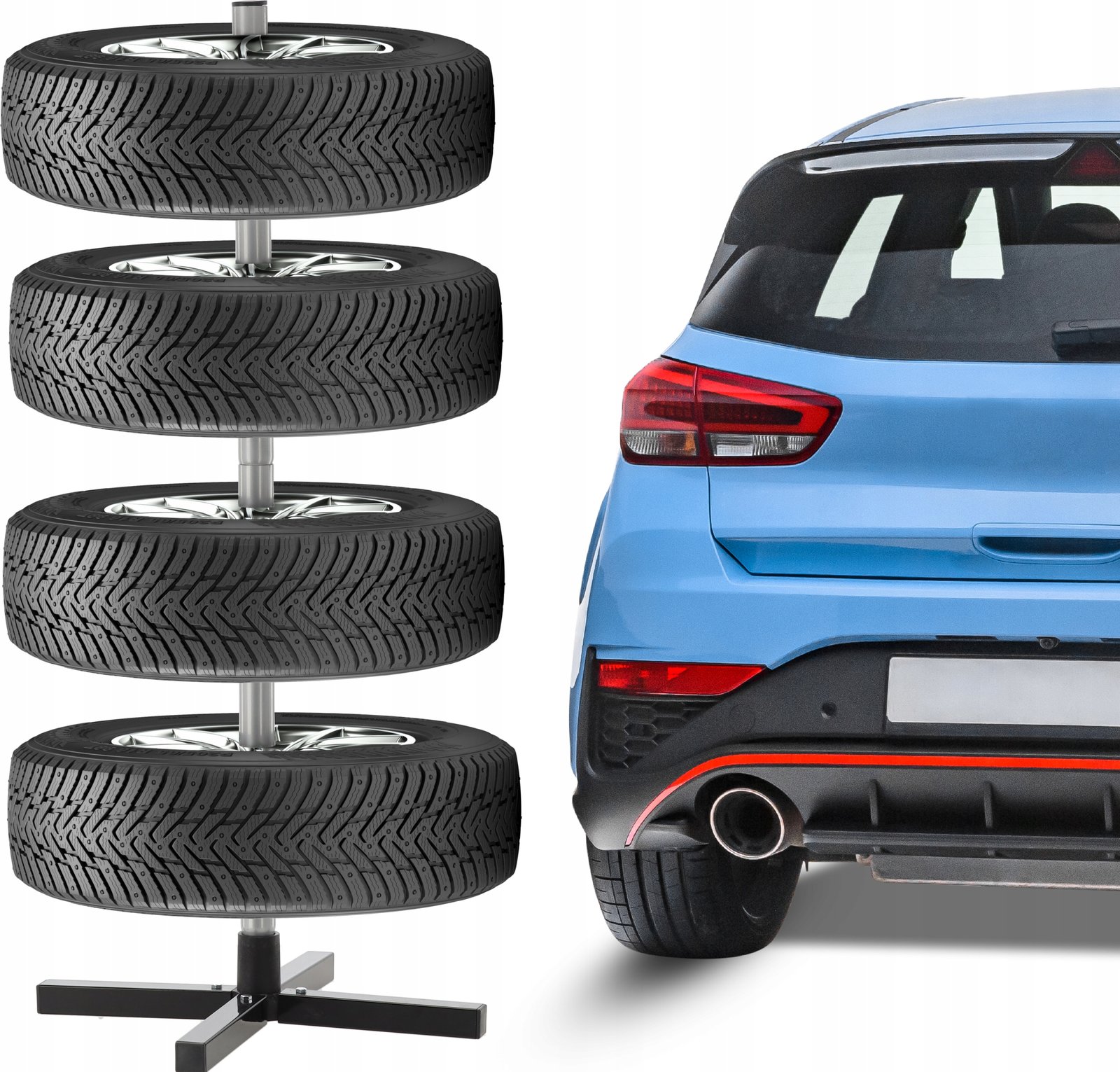 Suport depozitare anvelope 4 roti, cadru metalic, 45x45x105 cm, capacitate 100 kg, negru 6 Suport depozitare anvelope 4 roti, cadru metalic, 45x45x105 cm, capacitate 100 kg, negru - imagine 6