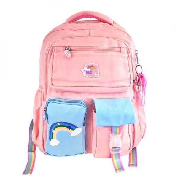 Rucsac Mercaton din Material Oxford cu Jucarie de Plus, 35 L, Bretele Captusite, 45x30x20 cm, Roz
