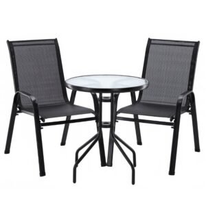 Set mobilier gradina Sersimo Torino, 2 scaune, 1 masa, gri antracit
