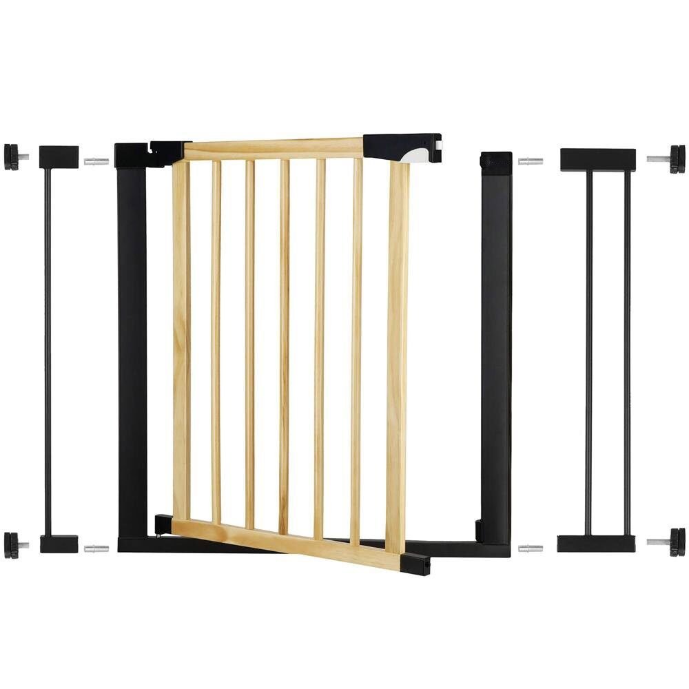 poarta de siguranta safety gate pentru scari, ajustabila, din lemn cu structura otel, 96-103cm, negru maro 1 Poarta de siguranta Safety Gate pentru scari, ajustabila, din lemn cu structura otel, 96-103cm, negru maro