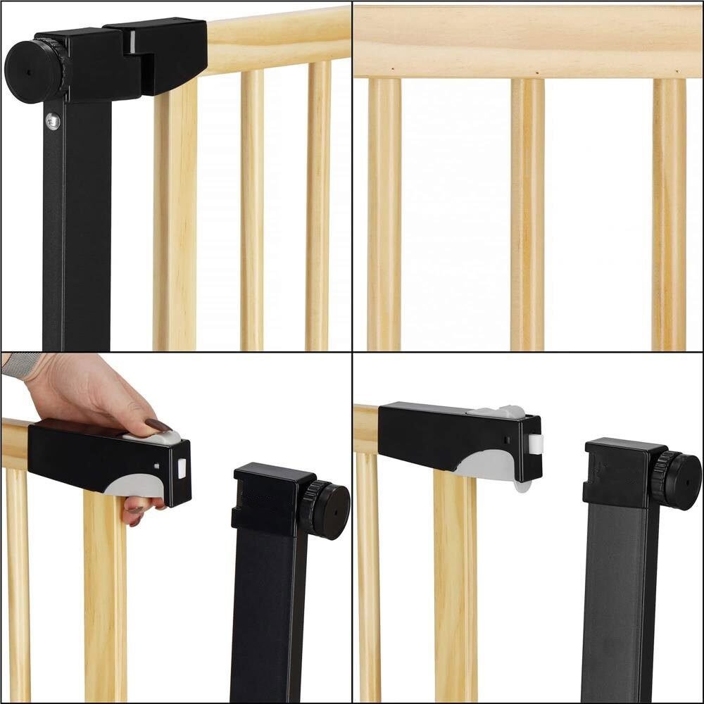poarta de siguranta safety gate pentru scari, ajustabila, din lemn cu structura otel, 96-103cm, negru maro 3 Poarta de siguranta Safety Gate pentru scari, ajustabila, din lemn cu structura otel, 96-103cm, negru maro - imagine 3