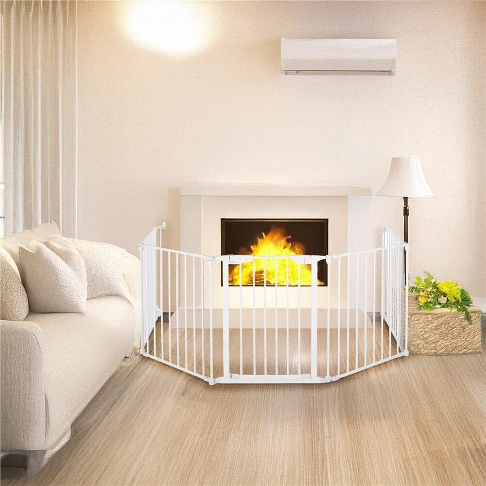 bariera de protectie pentru copii, 318x75 cm, alba – 5 panouri, poarta cu blocare, montaj pe perete 3 Bariera de protectie pentru copii, 318x75 cm, alba – 5 panouri, poarta cu blocare, montaj pe perete - imagine 3