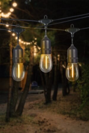 Ghirlanda luminoasa, LED, model Ariane, 10 becuri, 600cm, incarcare solara, lumina alb cald