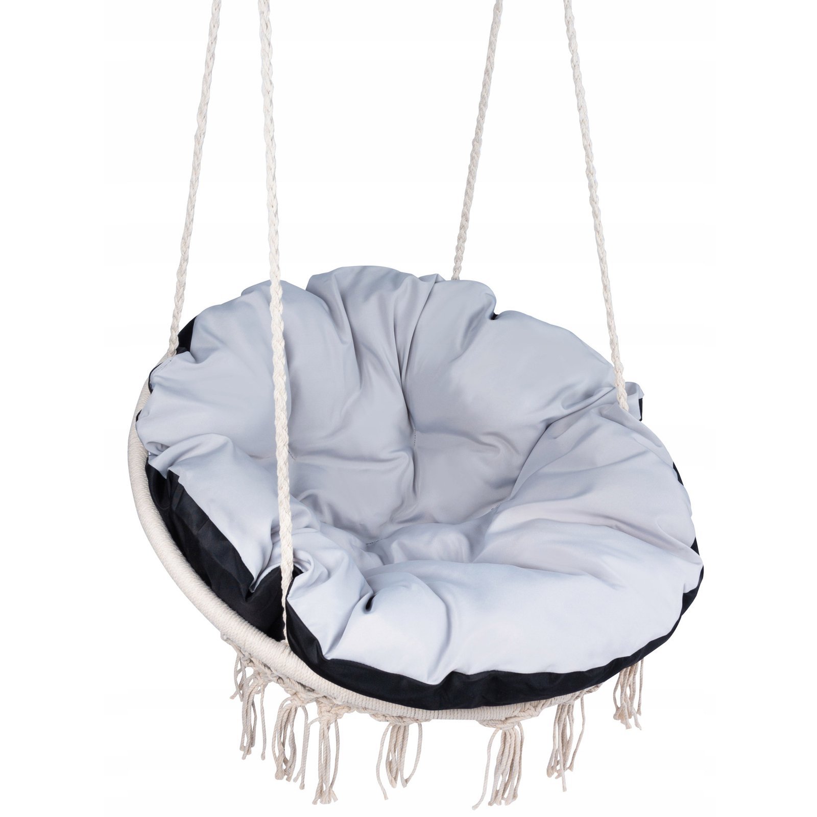 scaun rotund sersimo tip leagan suspendat cu perna super confort plus, casa sau gradina, gri 1 Scaun rotund Sersimo tip leagan suspendat cu perna Super Confort Plus, casa sau gradina, gri